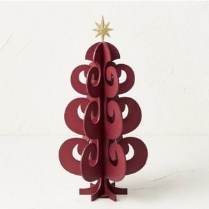 🔥 Opalhouse Jungalow Red Wood Swirl Christmas Tree Decor w/Gold Star